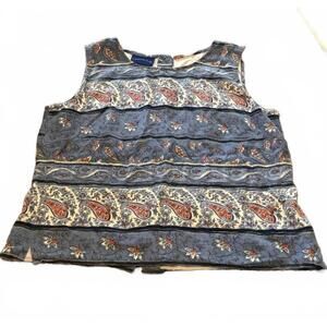 Charter Club Blue Paisley Floral Stripe Sleeveless Tank Top 14
